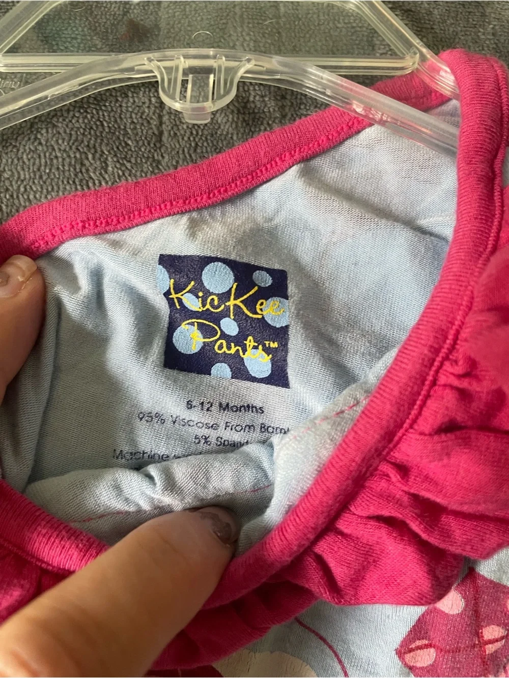 Kickee Pants Pink and Light Blue Kite-Print Girls One-Piece Sz 6/12mths